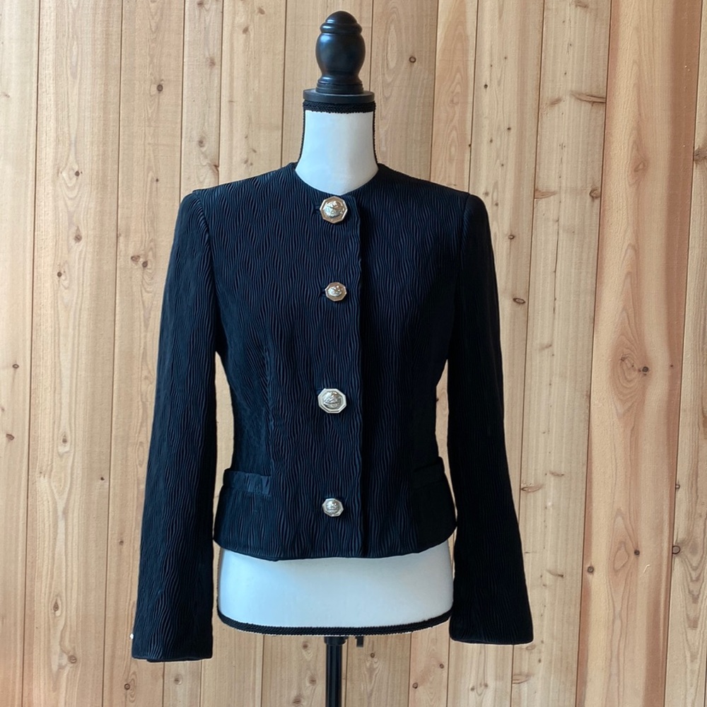 GIANNI VERSACE COUTURE Vintage Rare Textured Silk Blazer w/ Medusa Buttons US 8
